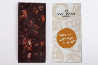 Xocolata negra amb taronja confitada i nibs de cacau
